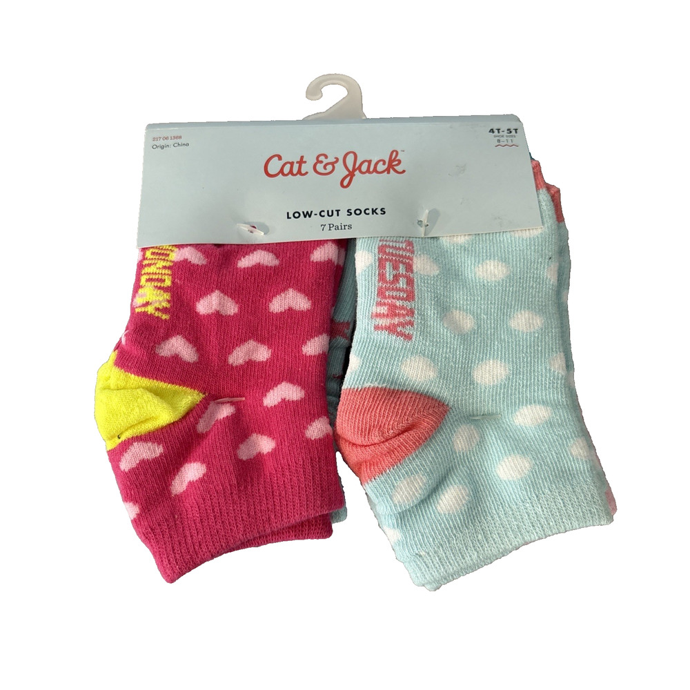 Cat & Jack Girls Low-Cut Socks 7 Pairs Multicolor Neutral Size 4T-5T 8-11 New